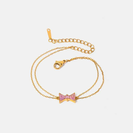 Stainless Steel Zircon Bow Bracelet