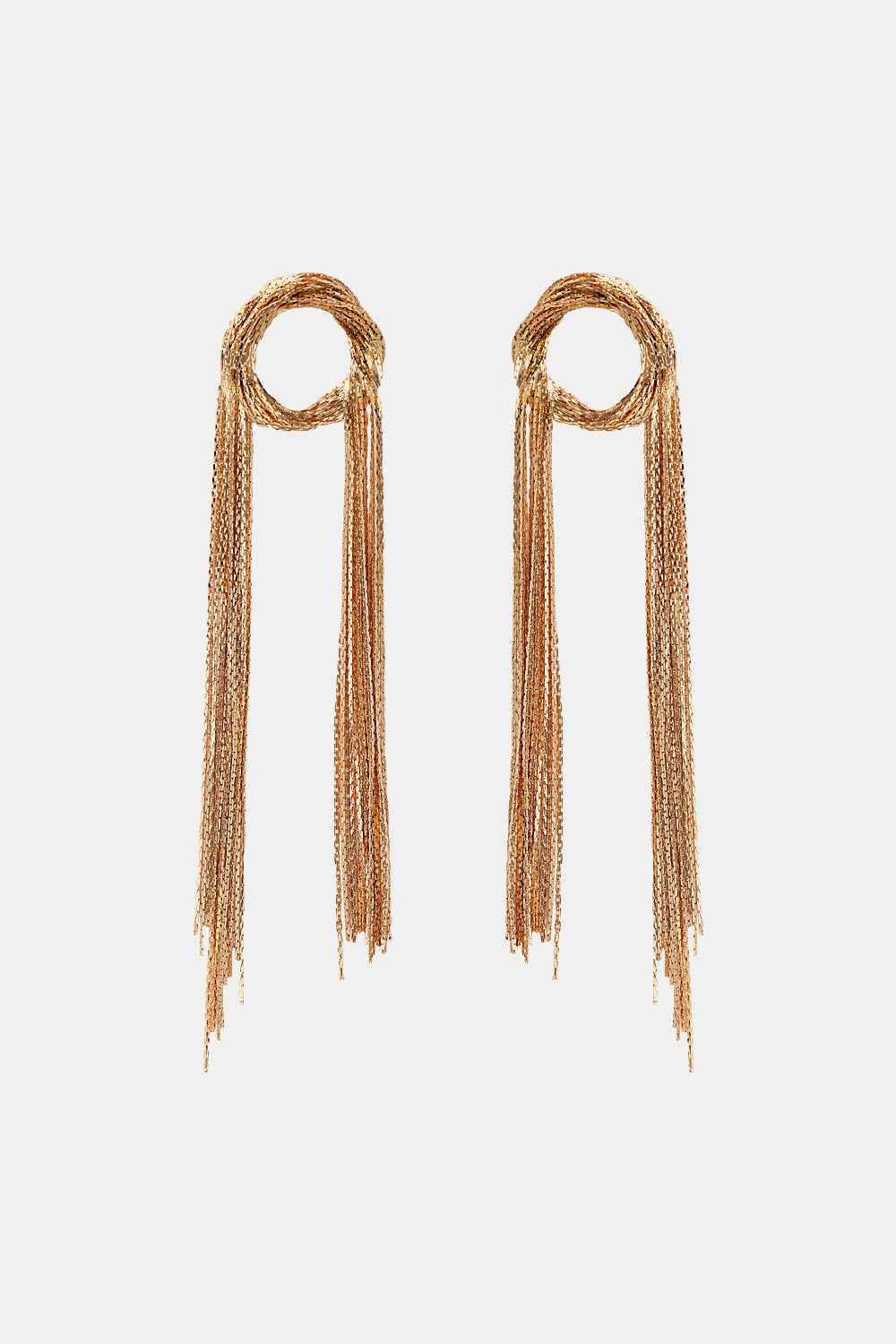Round Shape Fringed Copper Earrings