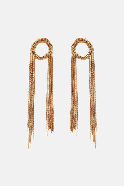 Round Shape Fringed Copper Earrings
