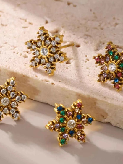 Stainless Steel Snowflake Stud Earrings