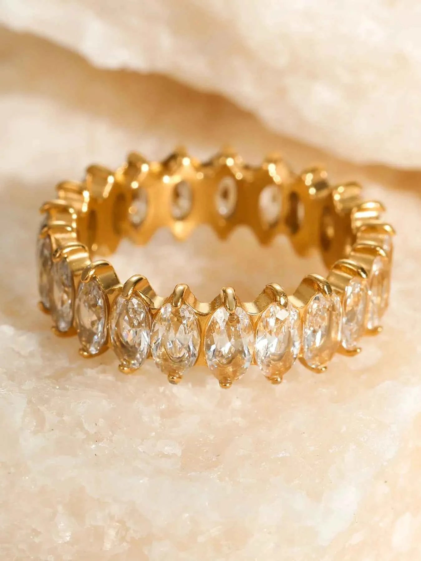 18K Gold-Plated Stainless Steel Zircon Ring