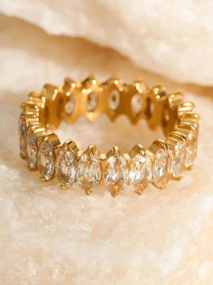 18K Gold-Plated Stainless Steel Zircon Ring
