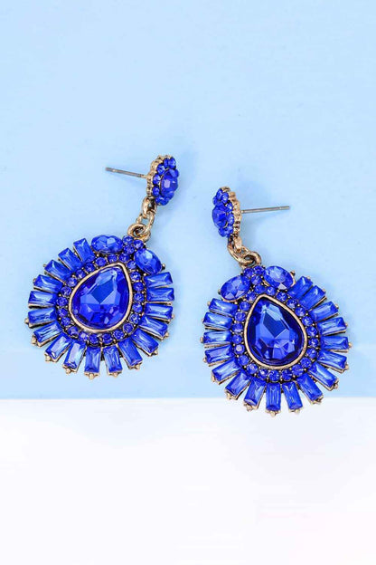 Teardrop Shape Glass Stone Dangle Earrings