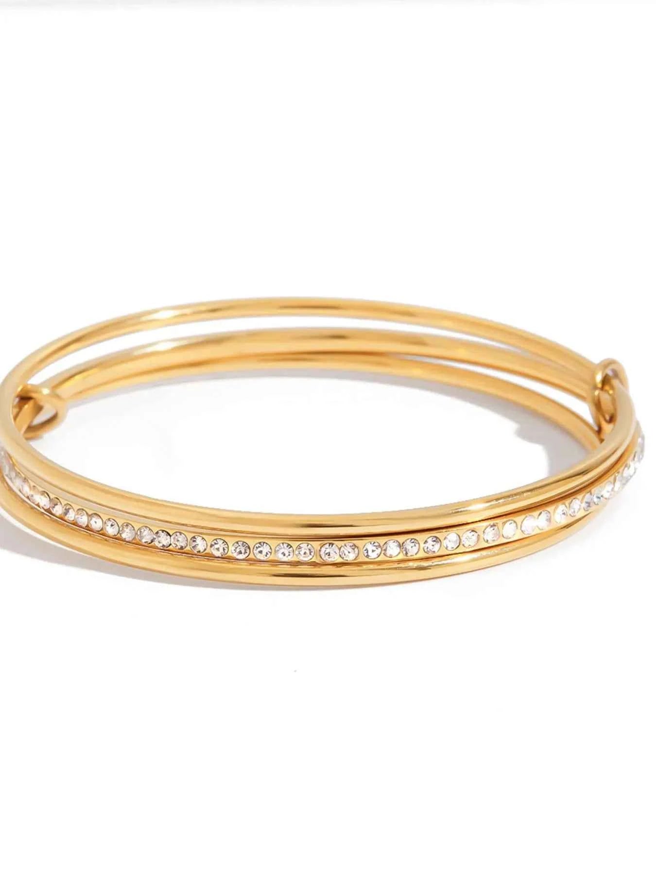 18K Gold-Plated Crossover Inlaid Zircon Bracelet