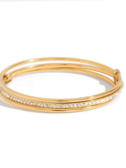 18K Gold-Plated Crossover Inlaid Zircon Bracelet