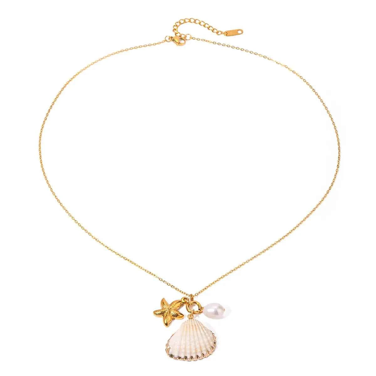 18K Gold-Plated Synthetic Pearl Shell Necklace