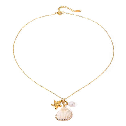 18K Gold-Plated Synthetic Pearl Shell Necklace