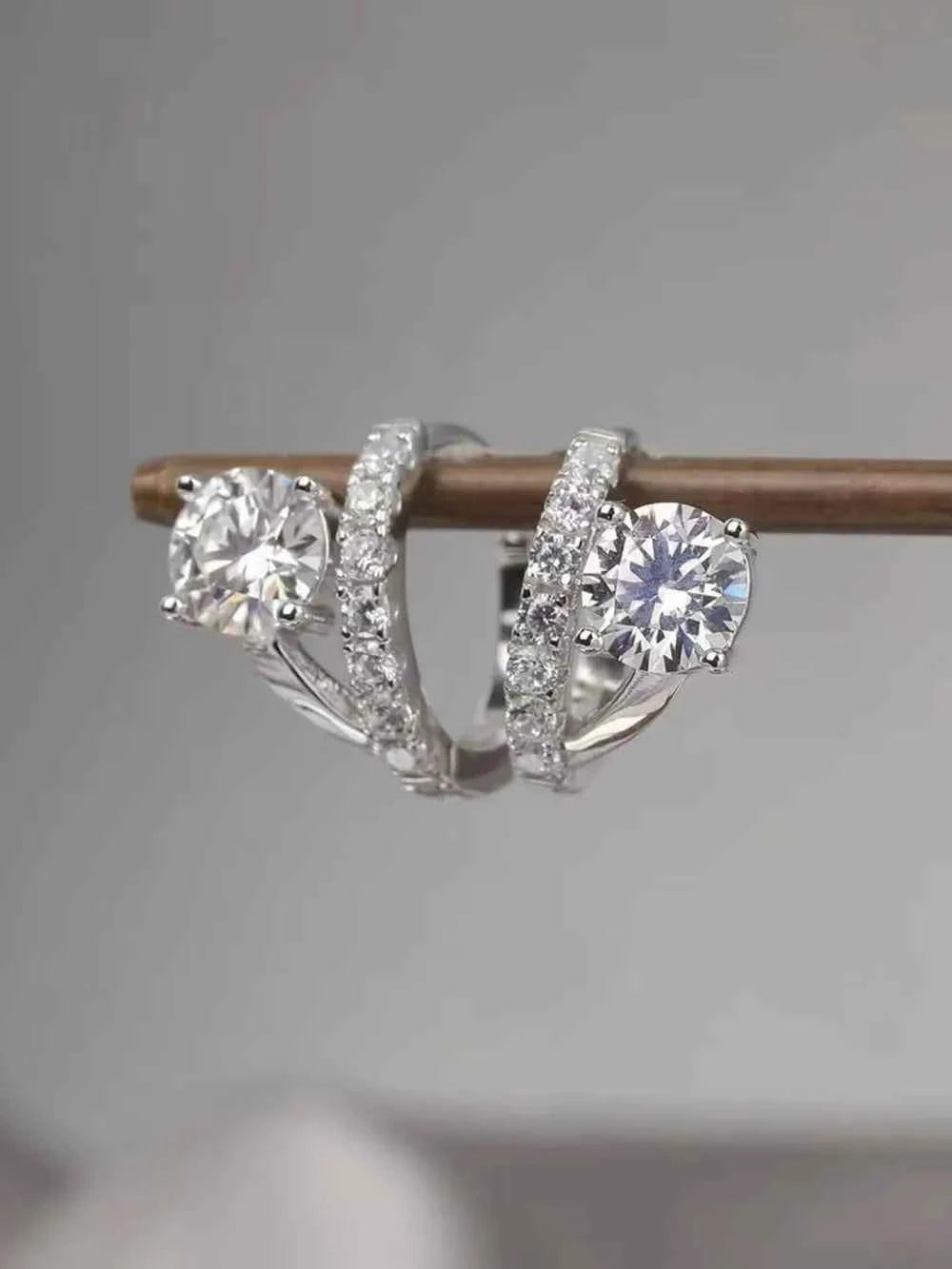 2 Carat Moissanite 925 Sterling Silver Huggie Earrings