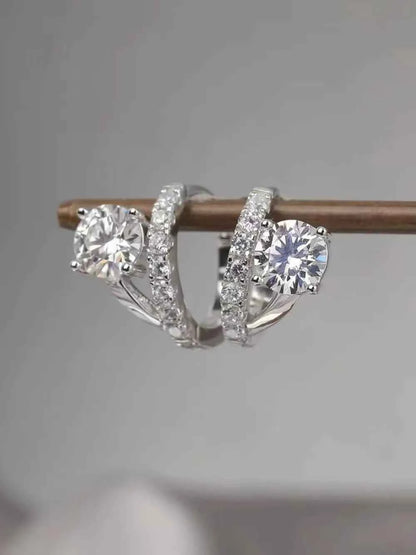 2 Carat Moissanite 925 Sterling Silver Huggie Earrings