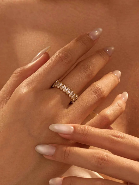 18K Gold-Plated Stainless Steel Zircon Ring