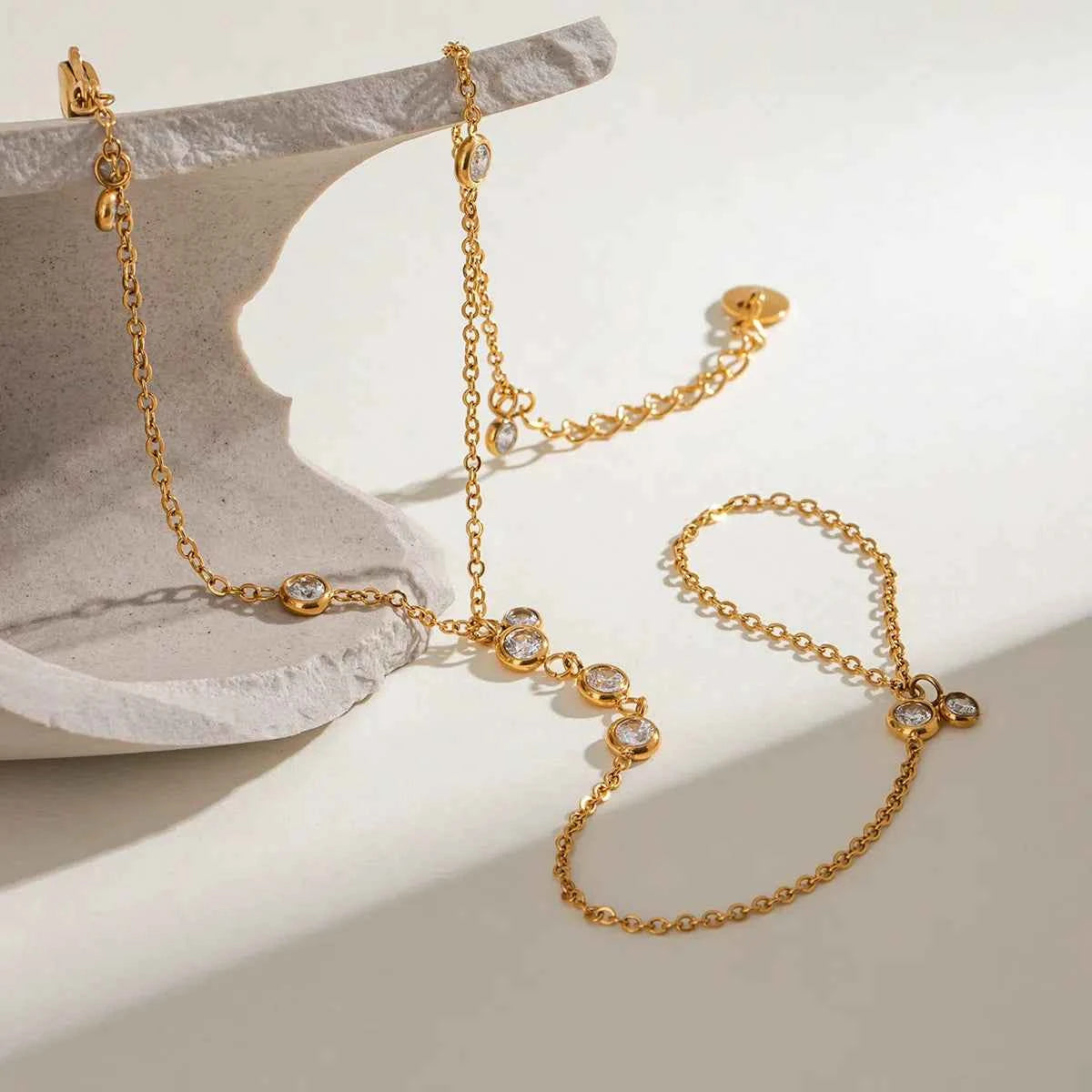18K Gold-Plated Inlaid Rhinestone Chain Bracelet