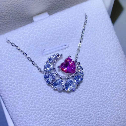 1 Carat Moissanite 925 Sterling Silver Heart Necklace