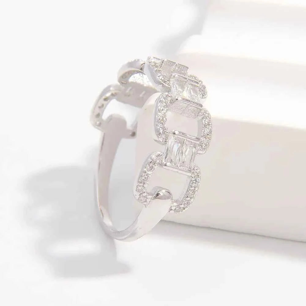 925 Sterling Silver Zircon Cutout Ring