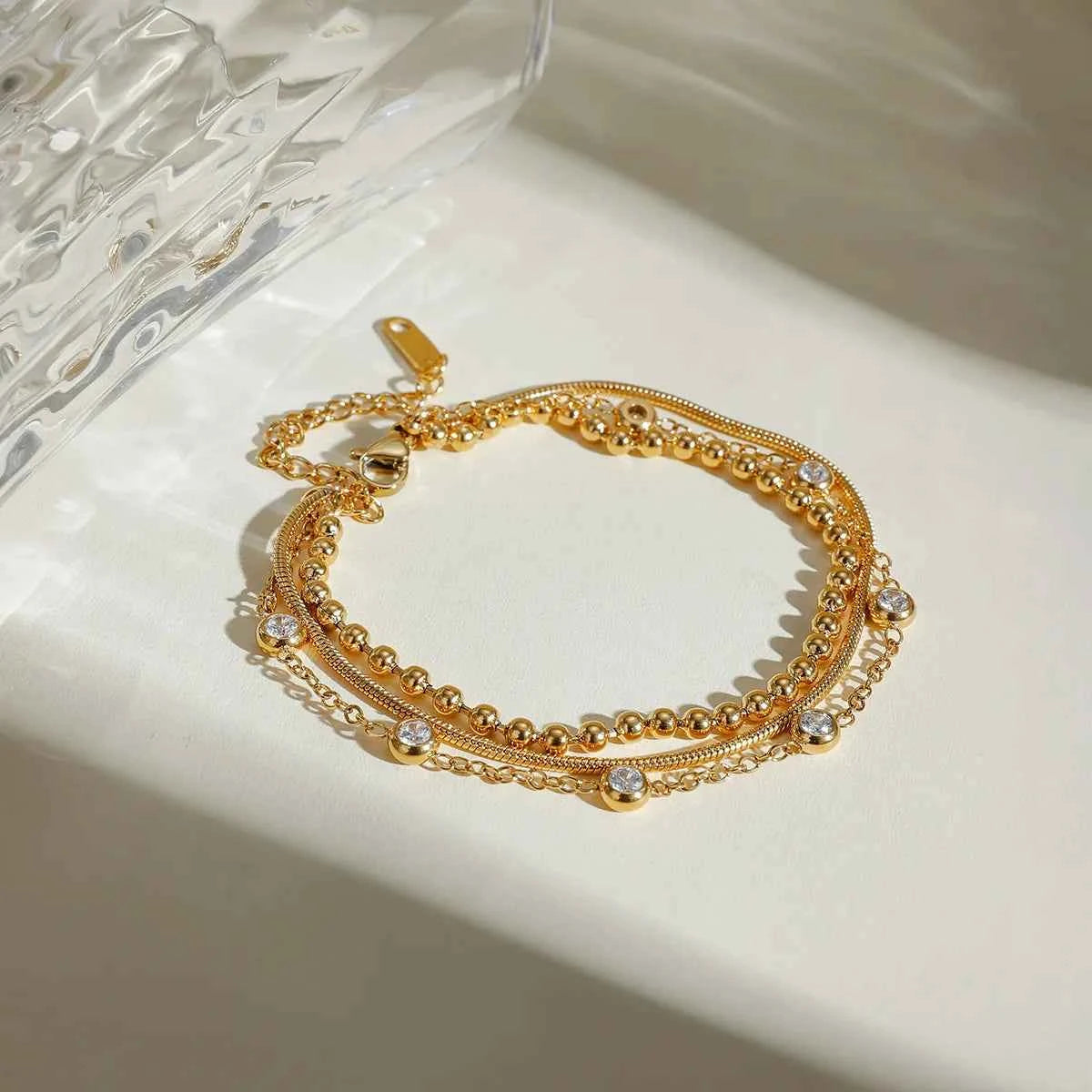 18K Gold-Plated Layered Inlaid Zircon Bracelet