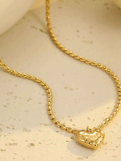 18K Gold-Plated Stainless Steel Heart Pendant Necklace