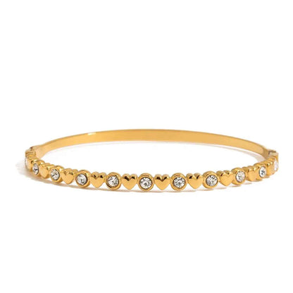 5-Piece 18K Gold-Plated Stainless Steel Inlaid Zircon Bracelet