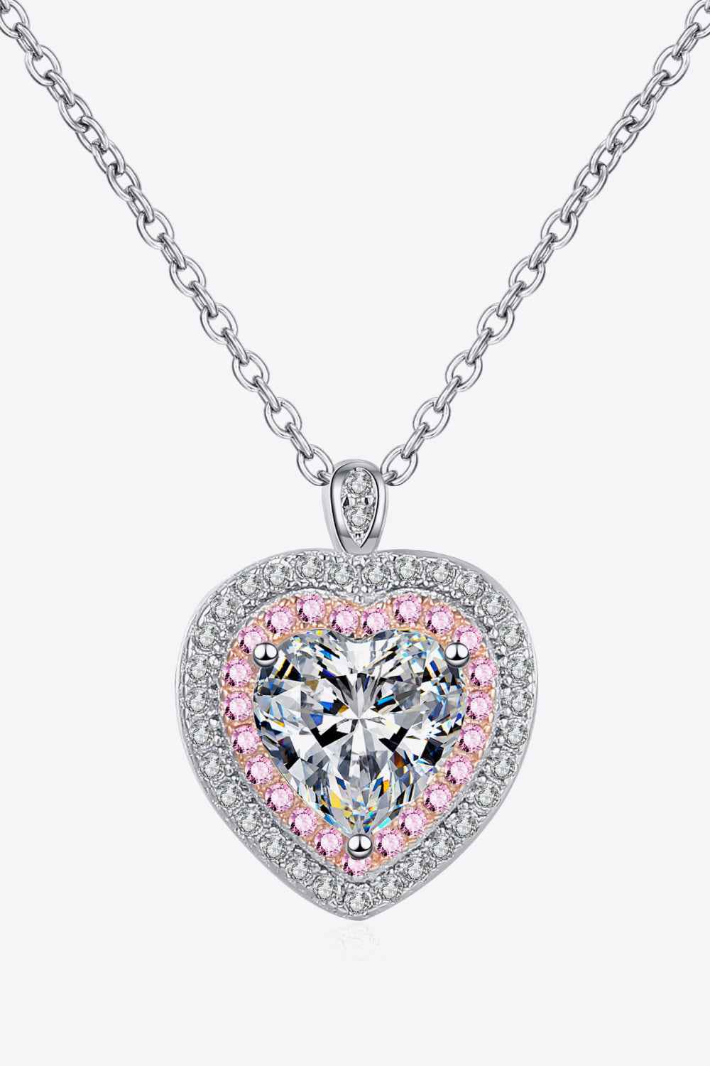 925 Sterling Silver 1 Carat Moissanite Heart Pendant Necklace