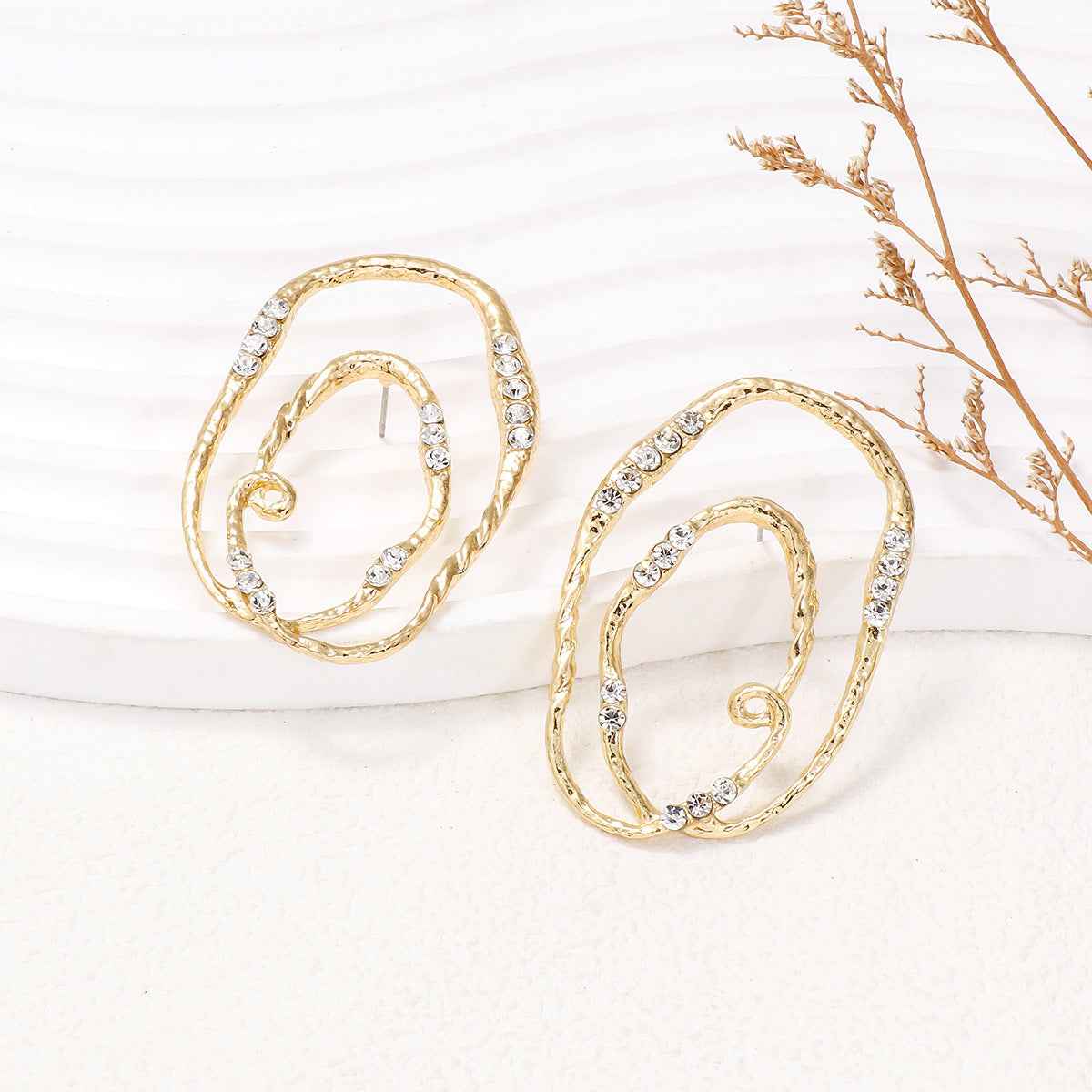 Alloy & Rhinestone Geometric Earrings