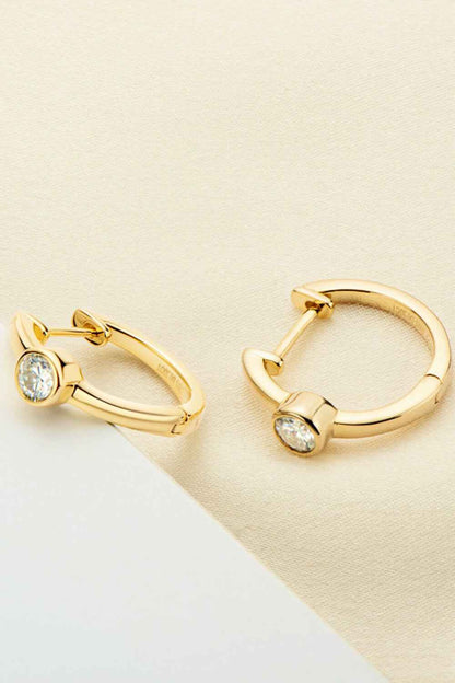 18k Gold-Plated Inlaid Moissanite Huggie Earrings