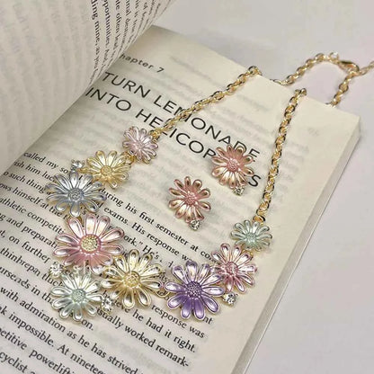 Alloy Drip Oil Flower Stud Earrings