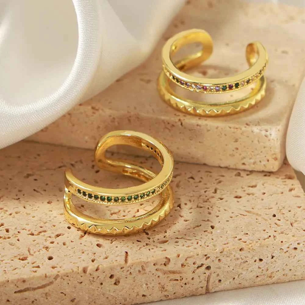 Gold-Plated Czech Diamond Double-Layered Ring