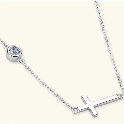 Cross 925 Sterling Silver Moissanite Necklace
