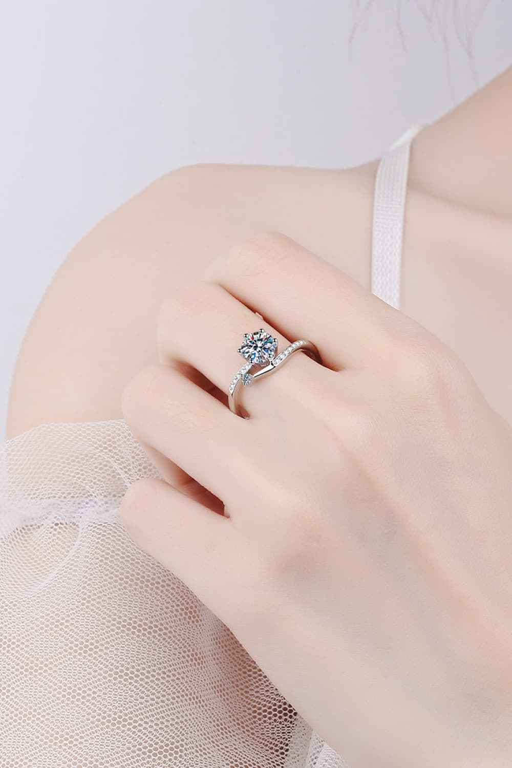 1 Carat Moissanite 925 Sterling Silver Bypass Ring