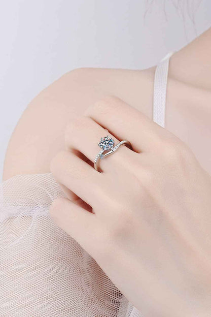 1 Carat Moissanite 925 Sterling Silver Bypass Ring