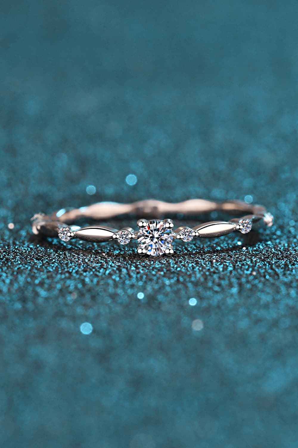 Moissanite 925 Sterling Silver Rhodium-Plated Ring