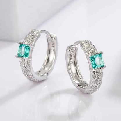925 Sterling Silver Inlaid Zircon Earrings
