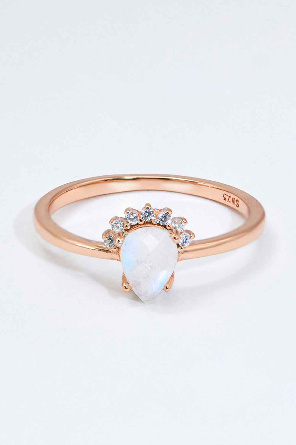 18K Rose Gold-Plated Pear Shape Natural Moonstone Ring