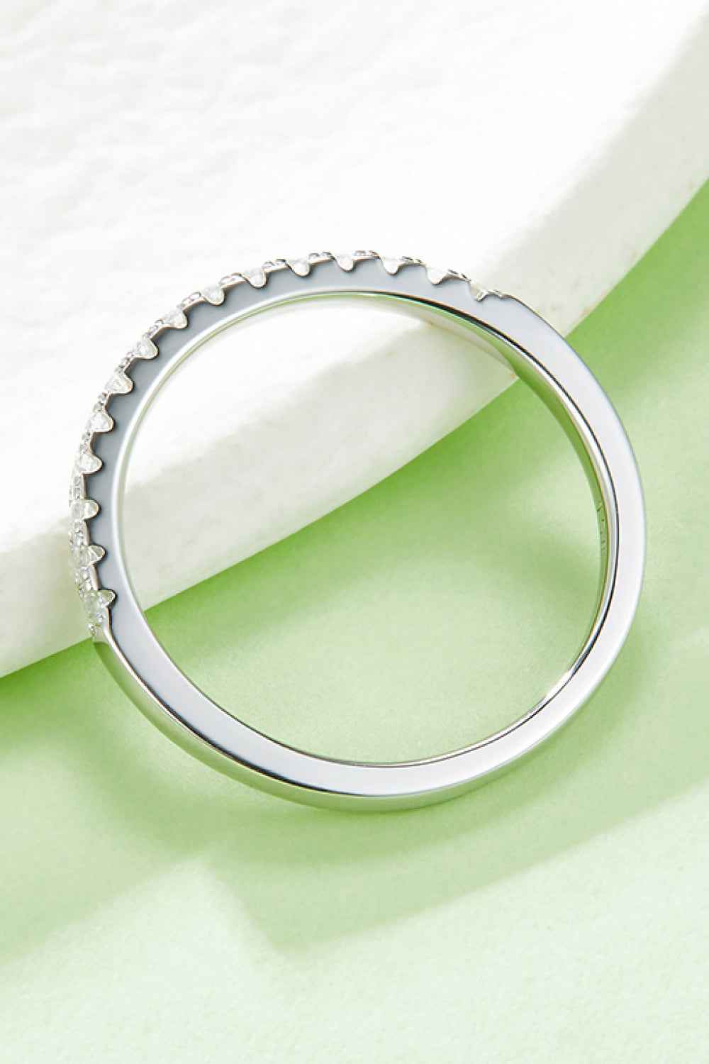 Moissanite Platinum-Plated Half-Eternity Ring