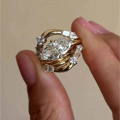 1 Carat Moissanite 925 Sterling Silver 3pcs Ring Set