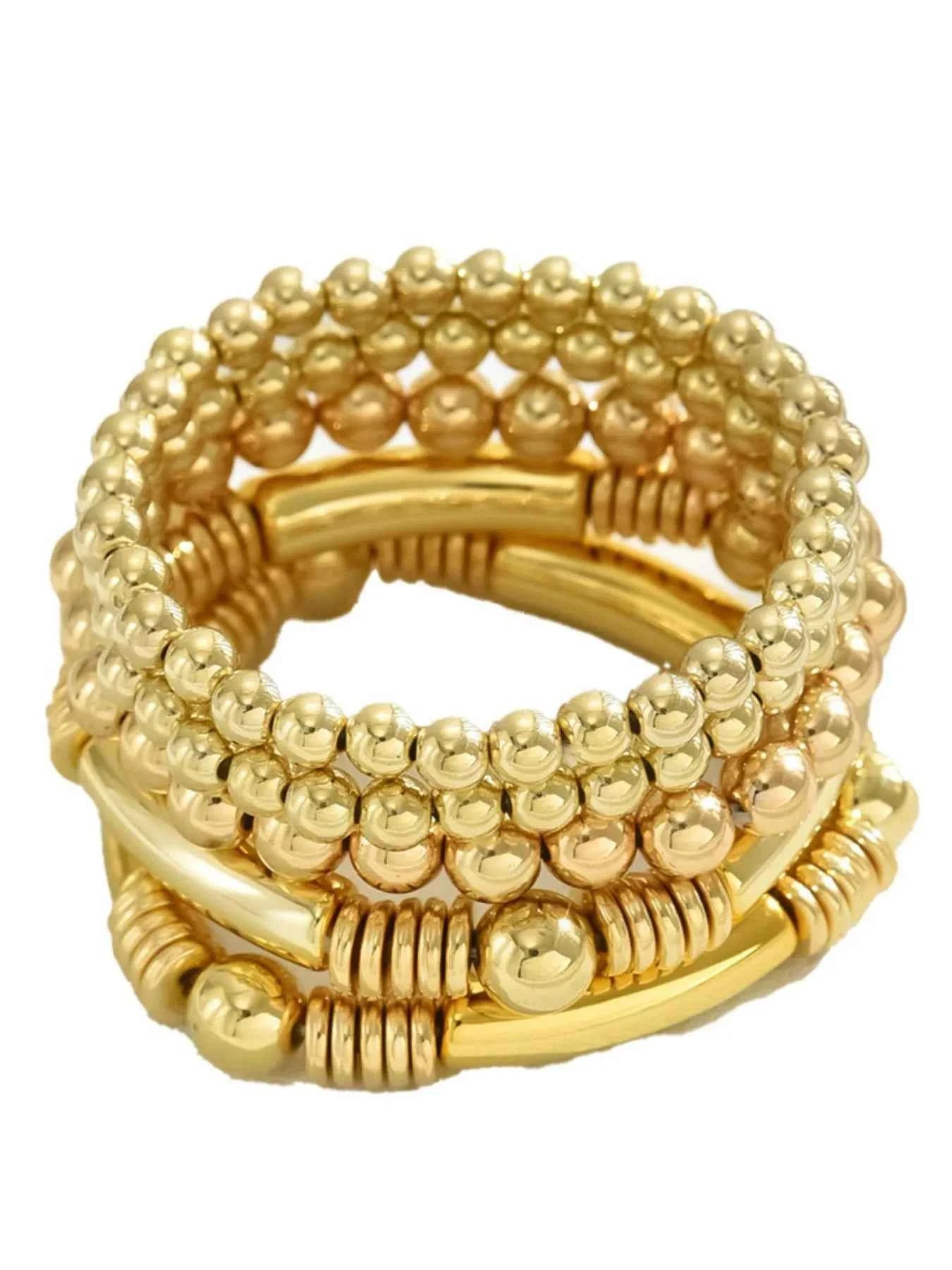 5 Piece Stainless Steel Beaded Bracelet