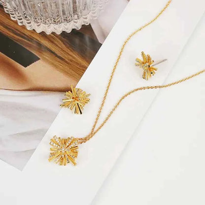 Starburst Gold-Plated Earrings and Necklace Set