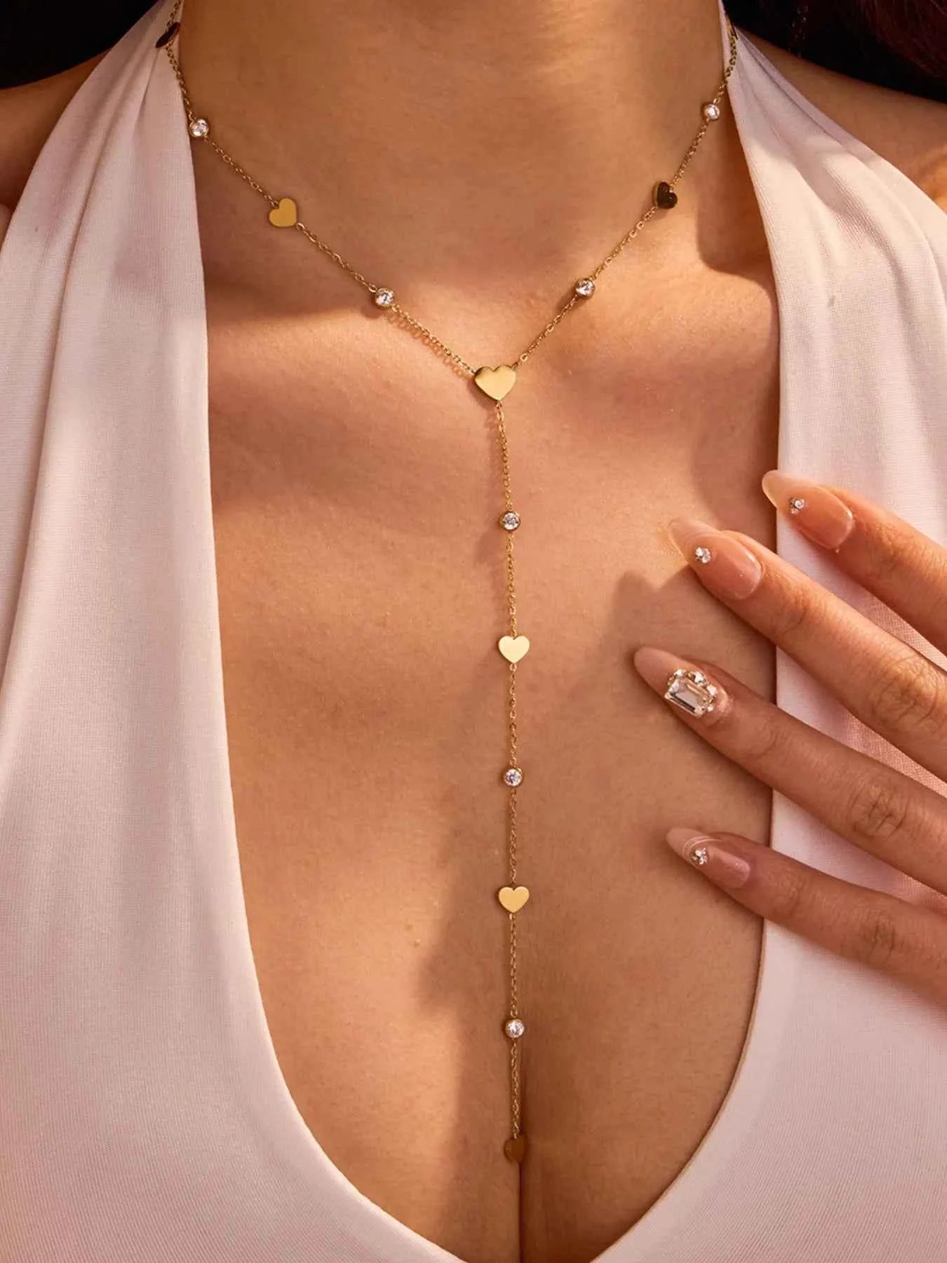 18K Gold-Plated Heart Zircon Necklace