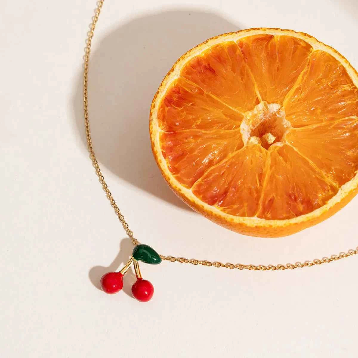 18K Gold-Plated Cherry Pendant Necklace