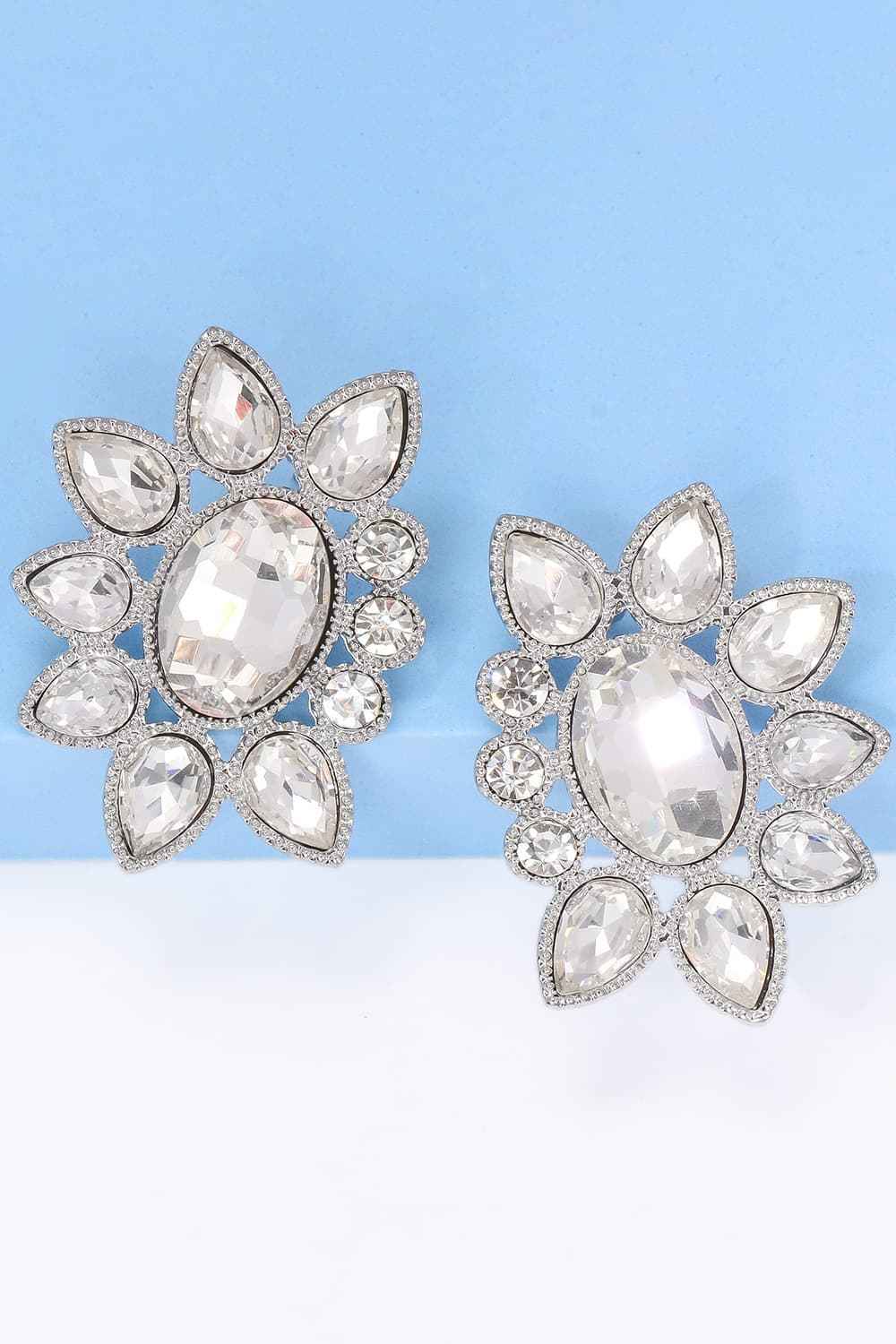 Geometrical Shape Glass Stone Dangle Earrings