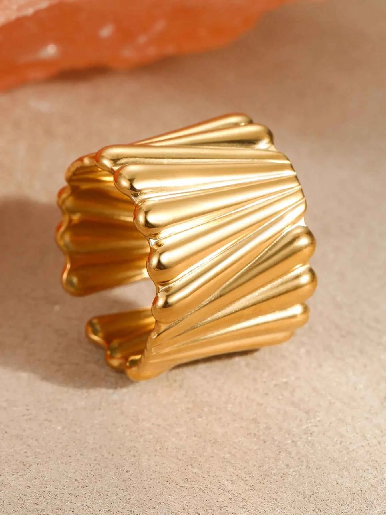 18K Gold-Plated Wide Band Statement Ring