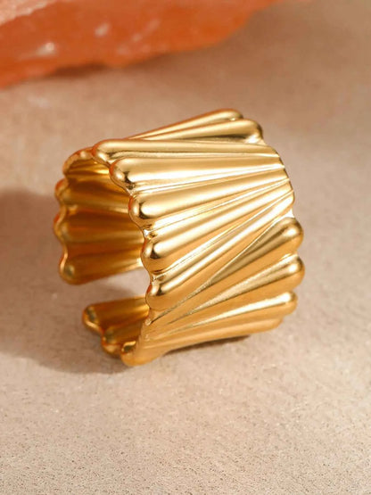 18K Gold-Plated Wide Band Statement Ring