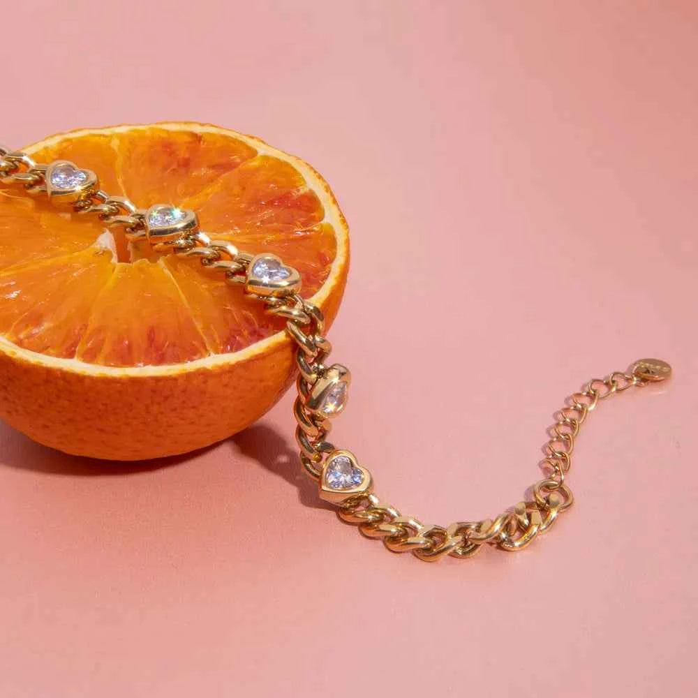 5-Piece 18K Gold-Plated Stainless Steel Inlaid Zircon Bracelet