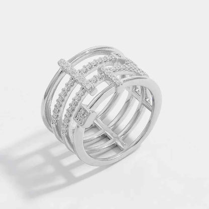 925 Sterling Silver Inlaid Zircon Ring