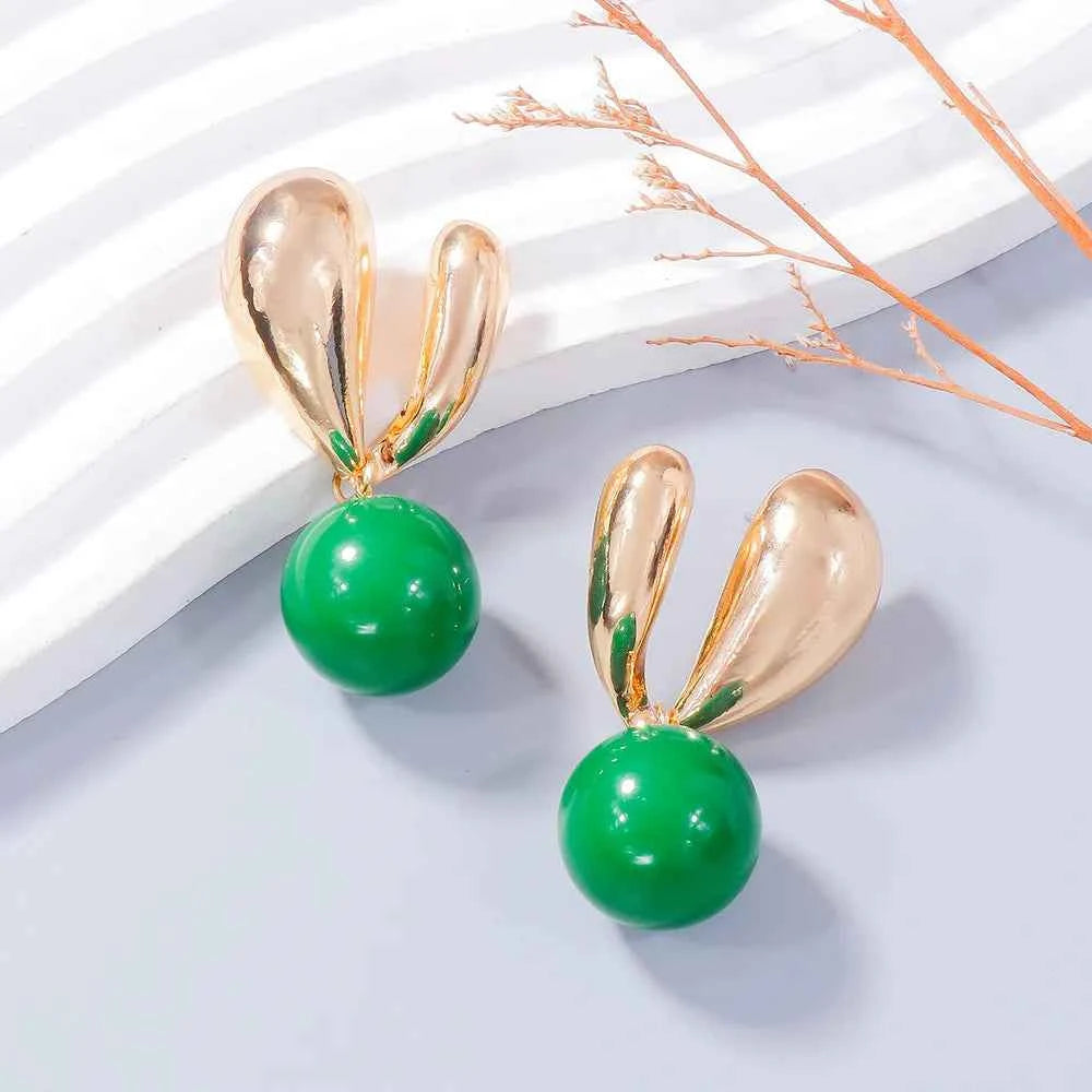 Alloy Drip Oil Bunny Earrings