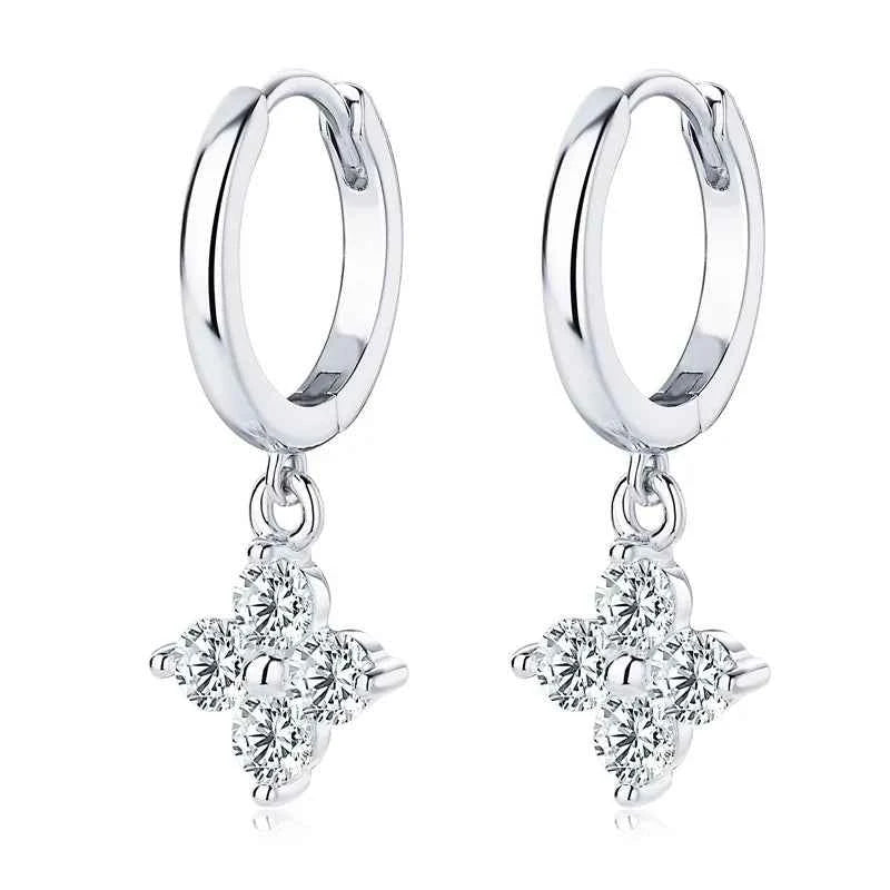 925 Sterling Silver Moissanite Hoop Drop Earrings