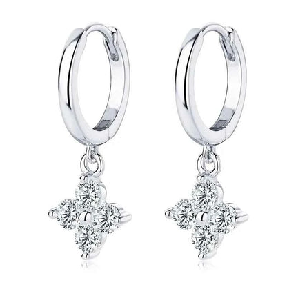 925 Sterling Silver Moissanite Hoop Drop Earrings