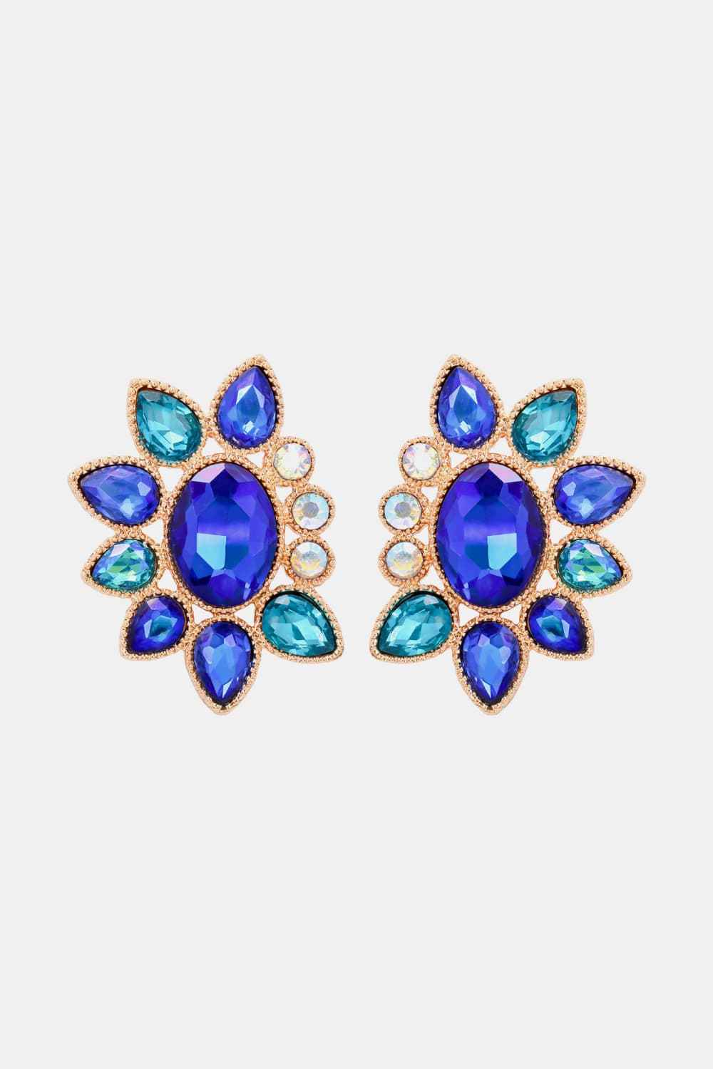 Geometrical Shape Glass Stone Dangle Earrings