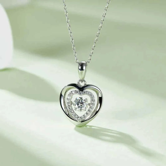 Moissanite 925 Sterling Silver Heart Necklace