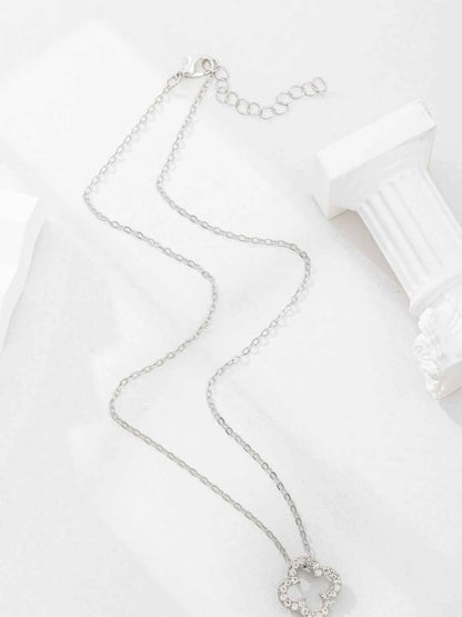 Inlaid Zircon Clover Pendant Necklace