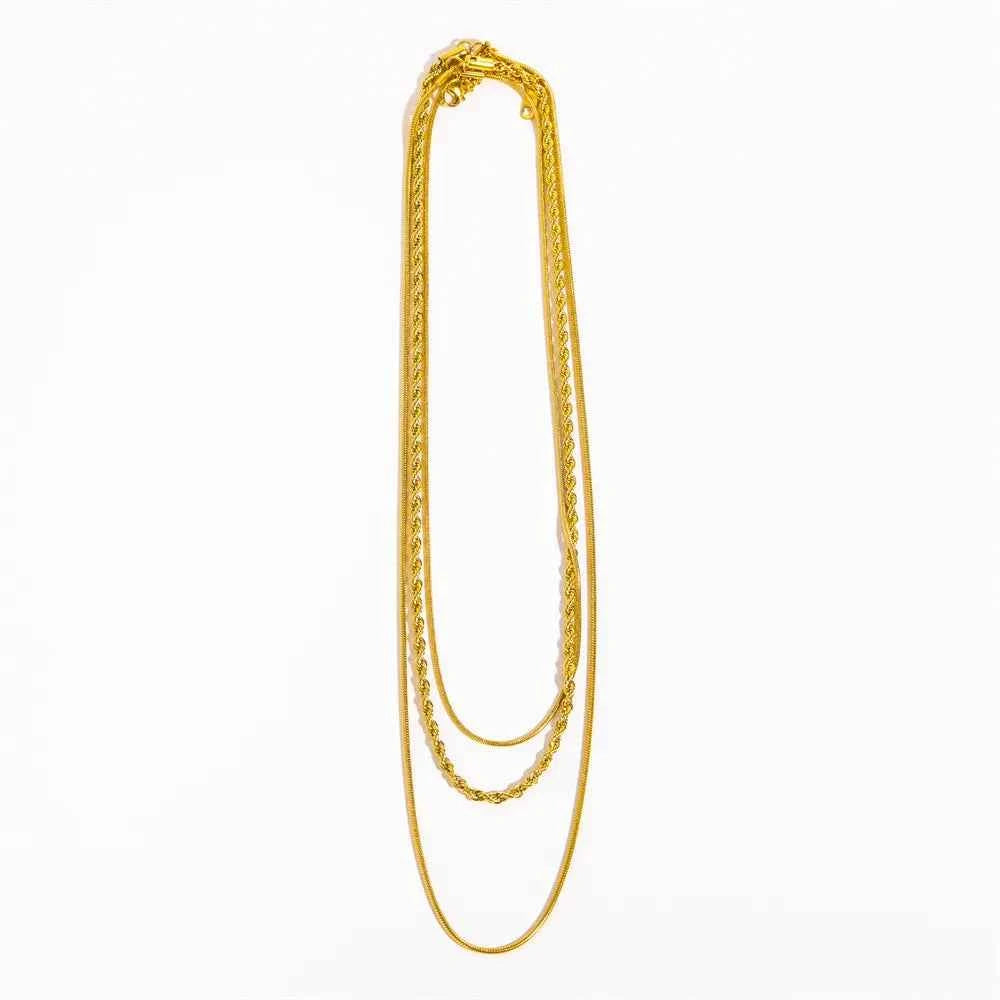 18K Gold-Plated Titanium Steel Three-Layered Necklace