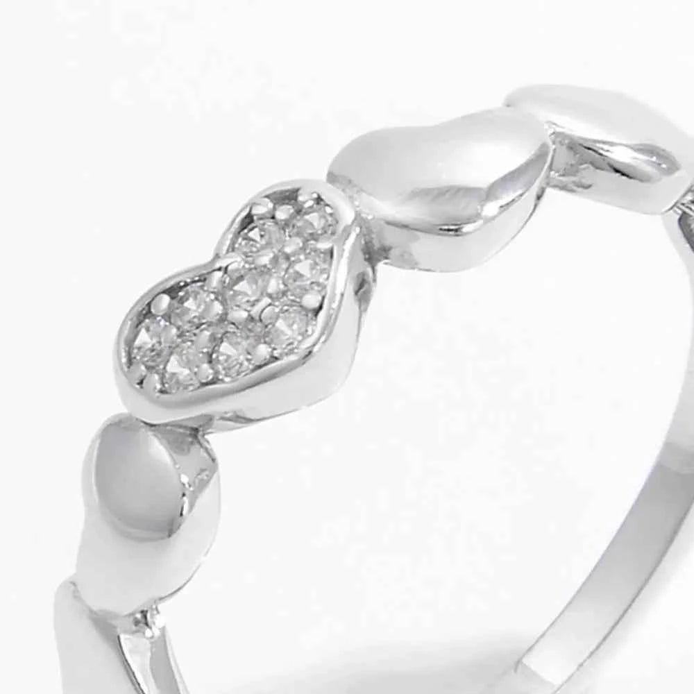925 Sterling Silver Inlaid Zircon Heart Ring